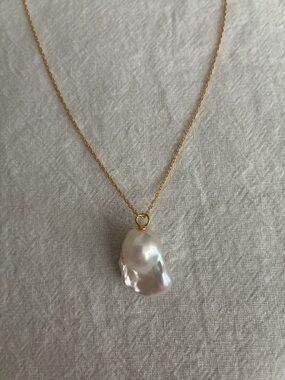 Natural Baroque Pearl Necklace | High Luster Minimal Gold Necklace